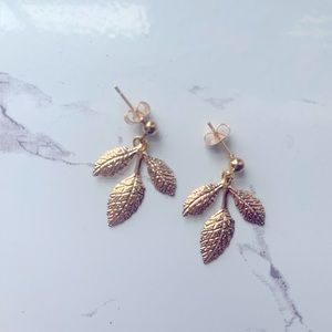 Adorable handmade gold leaf earrings